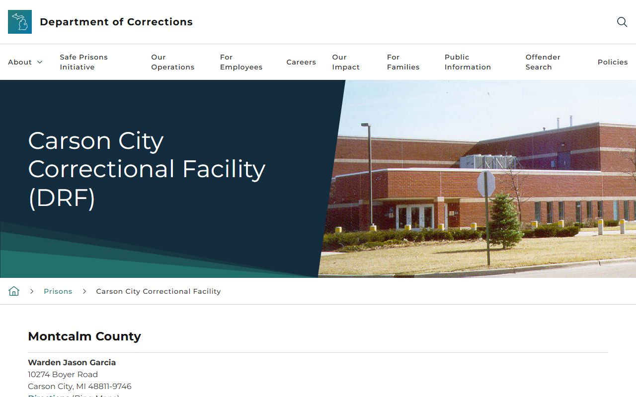 Carson City Correctional Facility inmate lookup and MDOC prison information